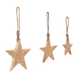 Wooden Star Natural Decorative Ornament Set of 3-Lange General Store