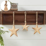 Wooden Star Natural Decorative Ornament Set of 3-Lange General Store