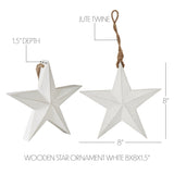 Wooden Star Ornament - White-Lange General Store