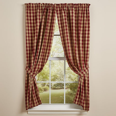 York Burgundy Wine Short Panel Curtains-Lange General Store