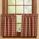 Yorktown Burgundy Buffalo Check Tier Curtains-Lange General Store